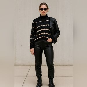 Black & Cream Tie-Dye Mock Neck Sweater | Edgy Street Style Grunge XXL